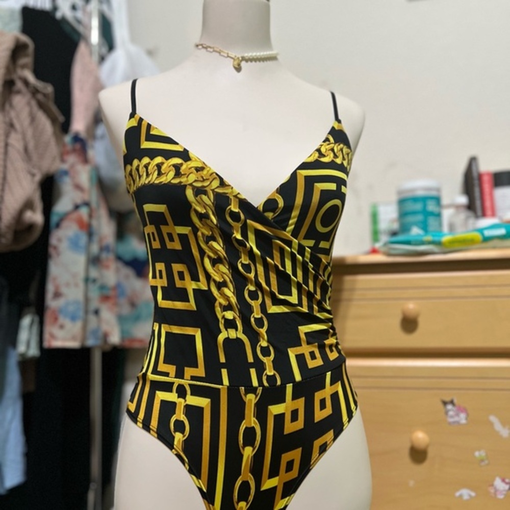 Windsor Black and Gold Shapewear Bodysuit